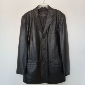Vintage Black Leather Coat Blazer